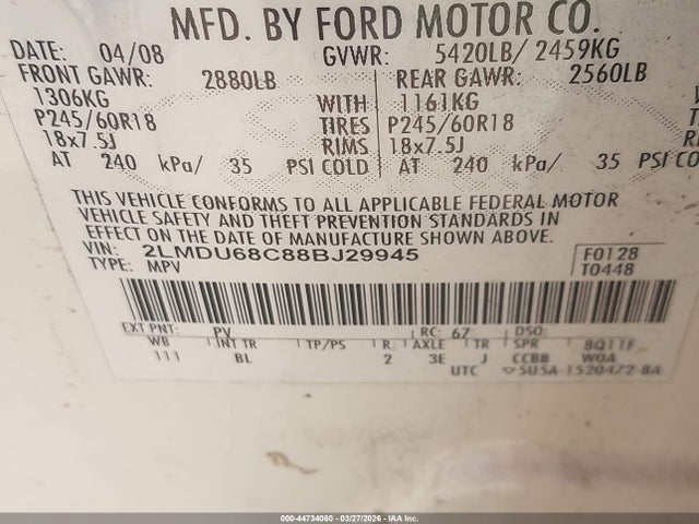 2008 LINCOLN MKX 2LMDU68C88BJ29945 Photo 8