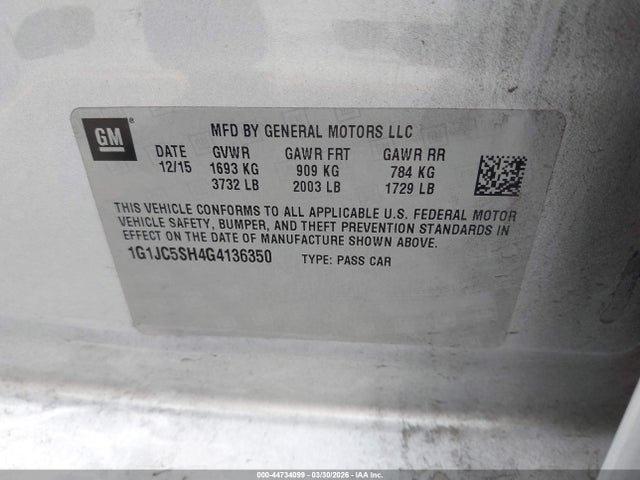 1G1JC5SH4G4136350 Chevrolet Sonic Lt Auto