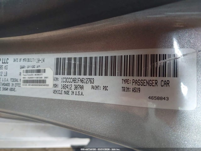 Aukcja sprzedaży 2015 Chrysler 200 Limited, vin: 1C3CCCAB1FN612763, numer aukcji: 44734100