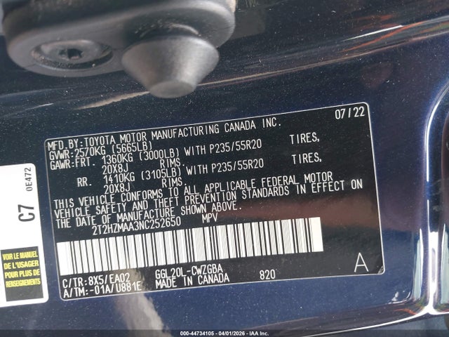 Aukcja sprzedaży 2022 Lexus Rx 350, vin: 2T2HZMAA3NC252650, numer aukcji: 44734105