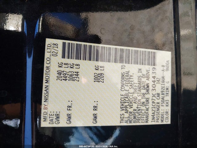 Продажа на аукционе авто 2018 Nissan Leaf S, vin: 1N4AZ1CP7JC304439, номер лота: 44734120
