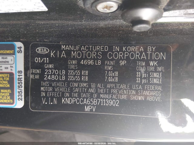 2011 KIA SPORTAGE KNDPCCA65B7113902 Photo 8