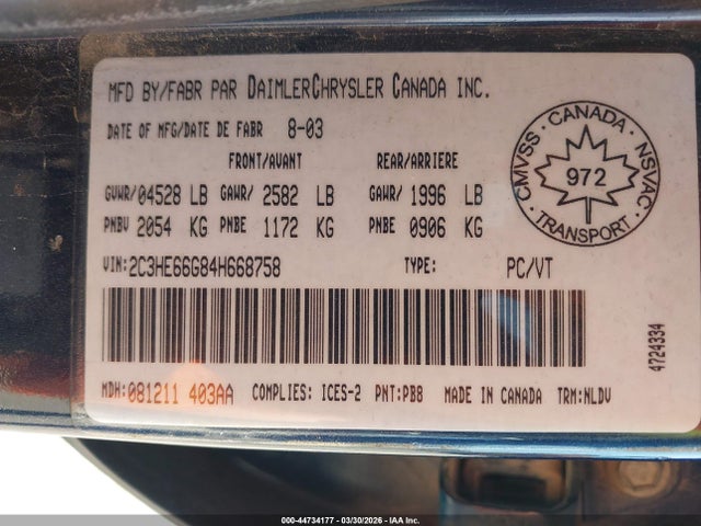 Aukcja sprzedaży 2004 Chrysler 300m, vin: 2C3HE66G84H668758, numer aukcji: 44734177