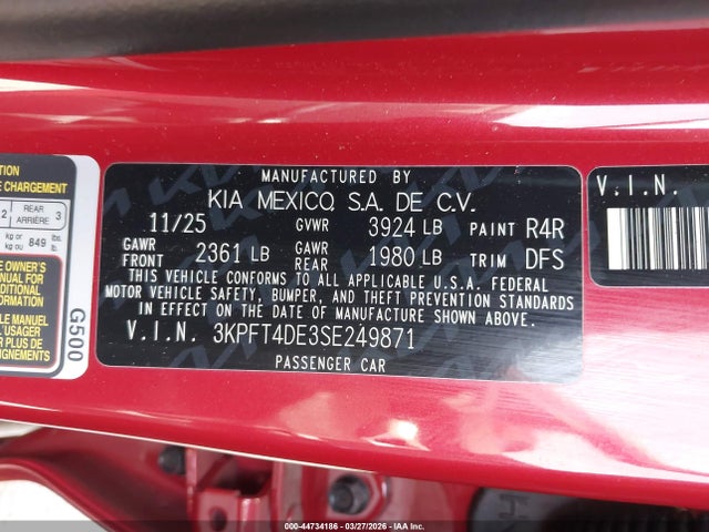 KIA K4 Lxs 2025 3KPFT4DE3SE249871 Image 9