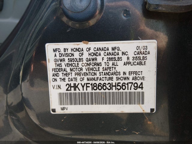 2003 HONDA PILOT 2HKYF18663H561794 Photo 8