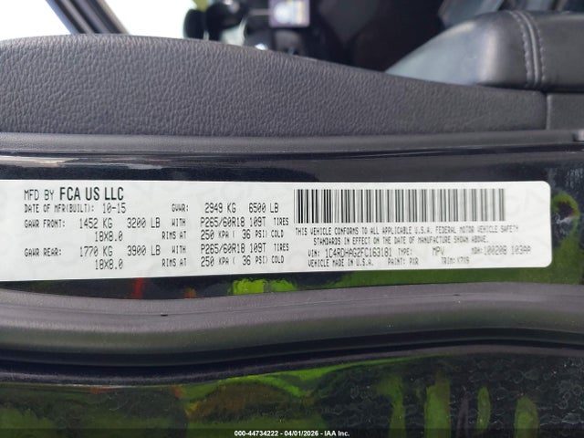 Продажа на аукционе авто 2015 Dodge Durango Sxt, vin: 1C4RDHAG2FC163181, номер лота: 44734222