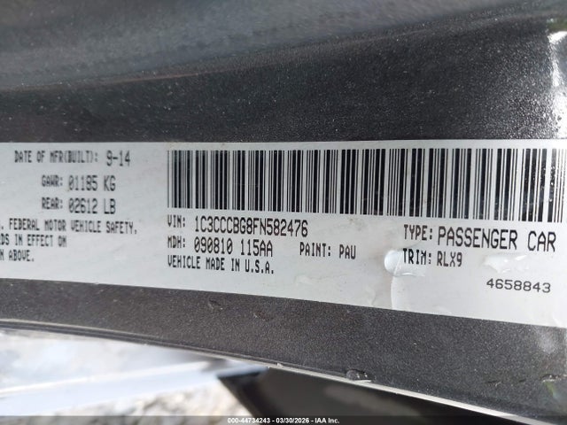 Aukcja sprzedaży 2015 Chrysler 200 S, vin: 1C3CCCBG8FN582476, numer aukcji: 44734243