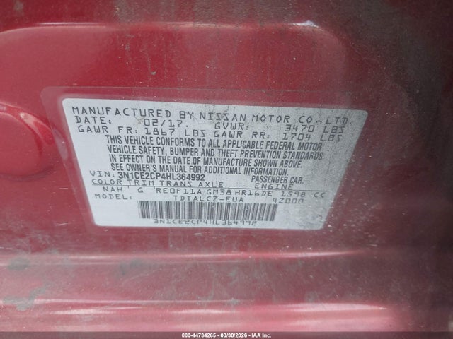 2017 NISSAN VERSA NOTE 3N1CE2CP4HL364992 Photo 8