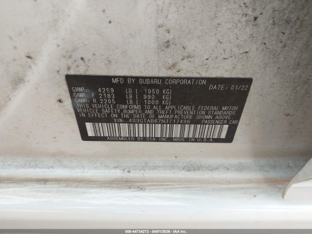 Aukcja sprzedaży 2022 Subaru Impreza Base 5-door, vin: 4S3GTAB67N3717496, numer aukcji: 44734272