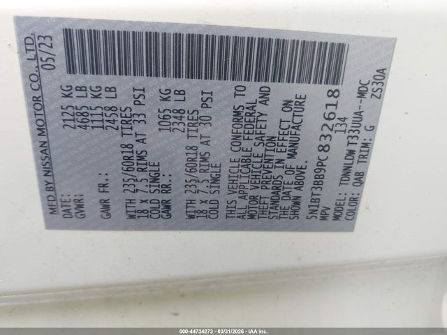 5N1BT3BB9PC832618 Nissan Rogue Sv Intelligent Awd