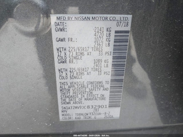 Nissan ROGUE SV 2018 5N1AT2MV9JC832901 Image 9