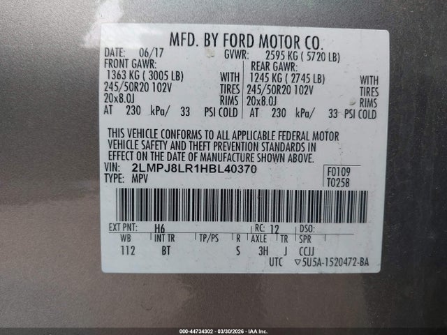 Lincoln Mkx Reserve 2017 2LMPJ8LR1HBL40370 Image 9