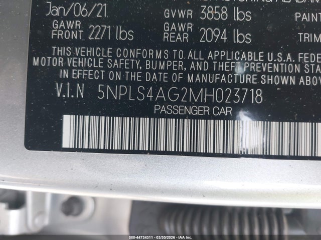 Aukcja sprzedaży 2021 Hyundai Elantra Sel, vin: 5NPLS4AG2MH023718, numer aukcji: 44734311