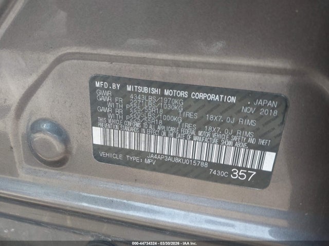 2019 MITSUBISHI OUTLANDER SPORT JA4AP3AU8KU015788 Photo 8