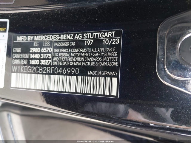 Aukcja sprzedaży 2024 Mercedes-benz Eqe 500 4matic, vin: W1KEG2CB2RF046990, numer aukcji: 44734343