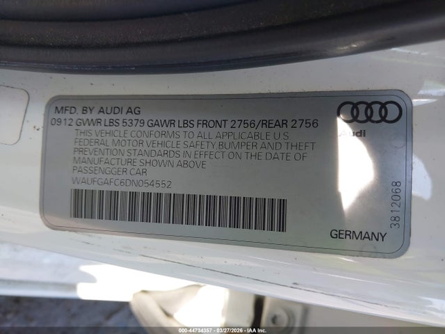 Продаж на аукціоні авто 2013 Audi A6 3.0t Premium, vin: WAUFGAFC6DN054552, номер лоту: 44734357