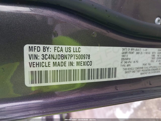 2023 Jeep Compass Altitude 4x4 მანქანა იყიდება აუქციონზე, vin: 3C4NJDBN7PT500978, აუქციონის ნომერი: 44734367