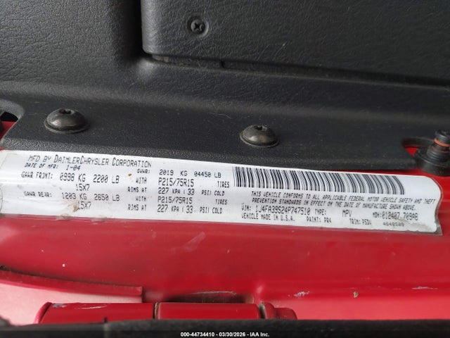 Aukcja sprzedaży 2004 Jeep Wrangler X, vin: 1J4FA39S24P747510, numer aukcji: 44734410