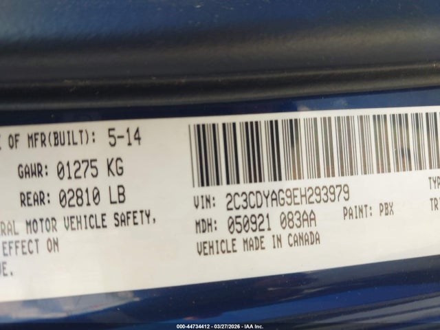 Продажа на аукционе авто 2014 Dodge Challenger Sxt, vin: 2C3CDYAG9EH293979, номер лота: 44734412