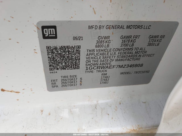 1GCRWAEF7MZ345908 Chevrolet Silverado 1500 2wd Standard Bed Wt