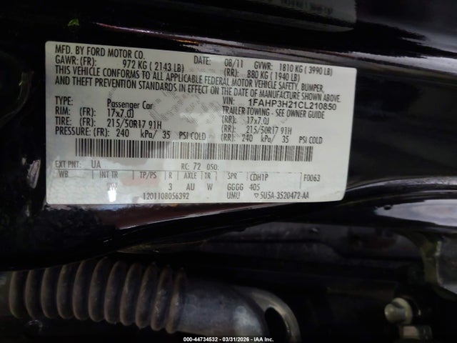 Продаж на аукціоні авто 2012 Ford Focus Sel, vin: 1FAHP3H21CL210850, номер лоту: 44734532