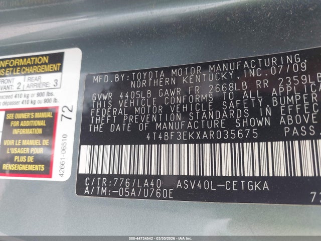 Aukcja sprzedaży 2010 Toyota Camry Xle, vin: 4T4BF3EKXAR035675, numer aukcji: 44734542