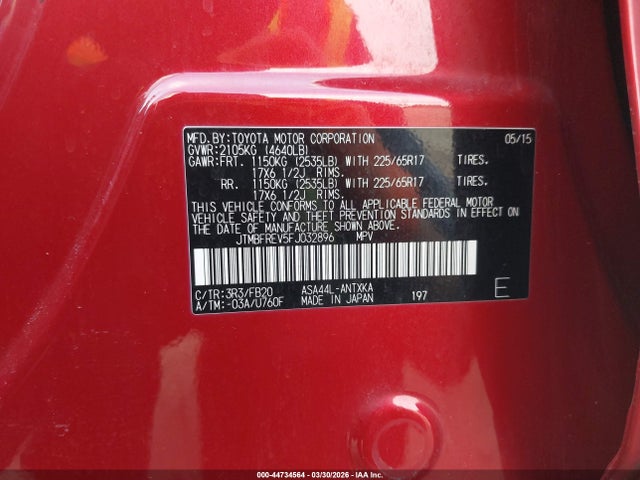 Toyota RAV4 LE 2015 JTMBFREV5FJ032896 Image 9