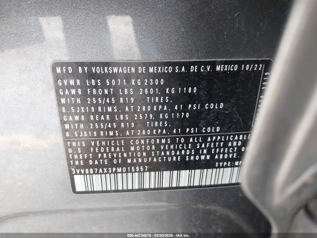 Aukcja sprzedaży 2023 Volkswagen Tiguan 2.0t Se R-line Black, vin: 3VV8B7AX3PM015957, numer aukcji: 44734576