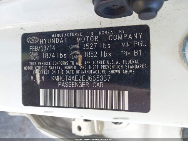 2014 HYUNDAI ACCENT KMHCT4AE2EU665337 Photo 8