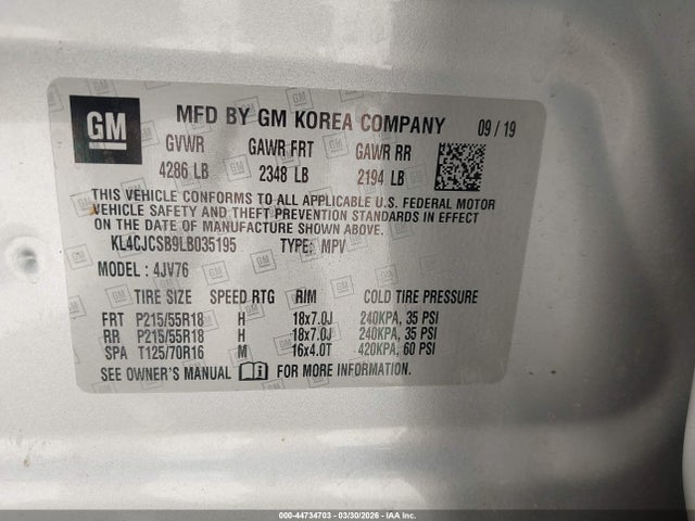 Продаж на аукціоні авто 2020 Buick Encore Fwd Essence, vin: KL4CJCSB9LB035195, номер лоту: 44734703