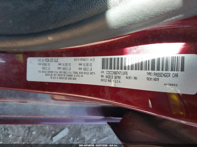 44734719 :رقم المزاد ، 1C3CCCAB6FN711076 vin ، 2015 Chrysler 200 Limited مزاد بيع