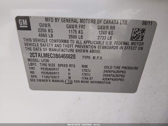 2011 GMC TERRAIN 2CTALMEC3B6466820 Photo 8