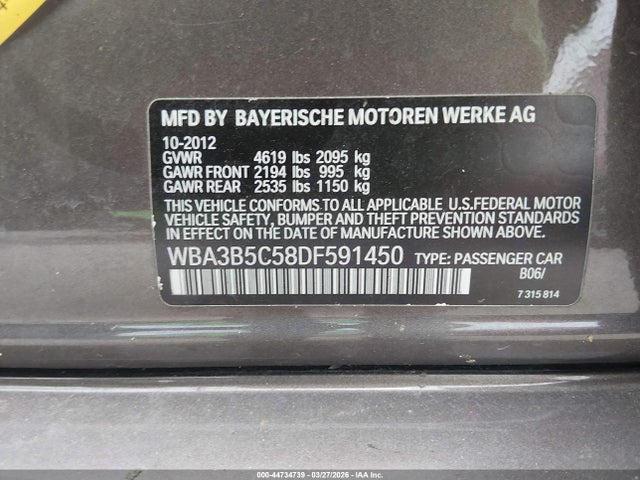 Продаж на аукціоні авто 2013 Bmw 328i Xdrive, vin: WBA3B5C58DF591450, номер лоту: 44734739