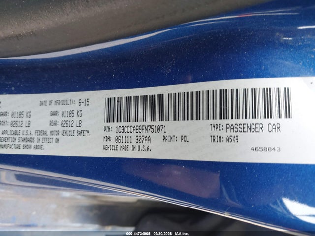 44734905 :رقم المزاد ، 1C3CCCAB9FN751071 vin ، 2015 Chrysler 200 Limited مزاد بيع