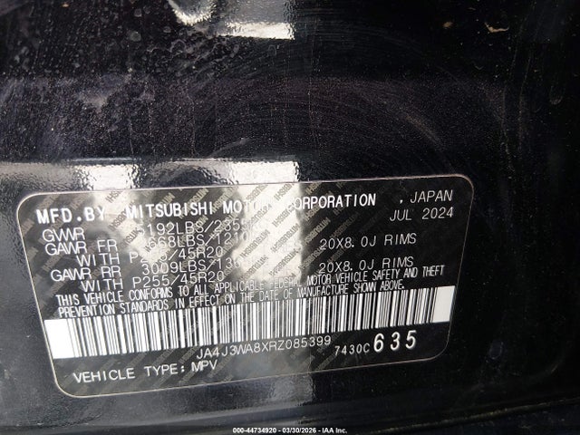 JA4J3WA8XRZ085399 Mitsubishi Outlander Sel Black Edition 2wd
