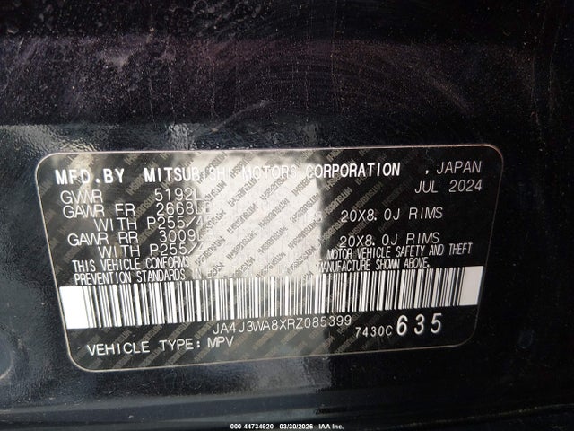 JA4J3WA8XRZ085399 Mitsubishi Outlander Sel Black Edition 2wd