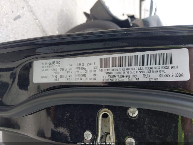 44734928 :رقم المزاد ، 3C6RR6KT7JG264246 vin ، 2018 Ram 1500 Express  4x2 5'7 Box مزاد بيع