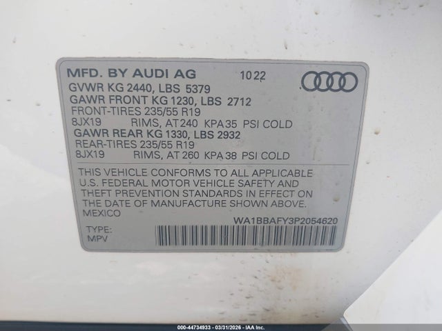 Aukcja sprzedaży 2023 Audi Q5 Premium Plus 40 Tfsi Quattro S Tronic, vin: WA1BBAFY3P2054620, numer aukcji: 44734933