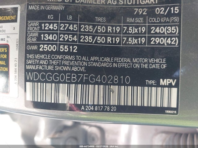 2015 MERCEDES-BENZ GLK 250 BLUETEC WDCGG0EB7FG402810 Photo 8