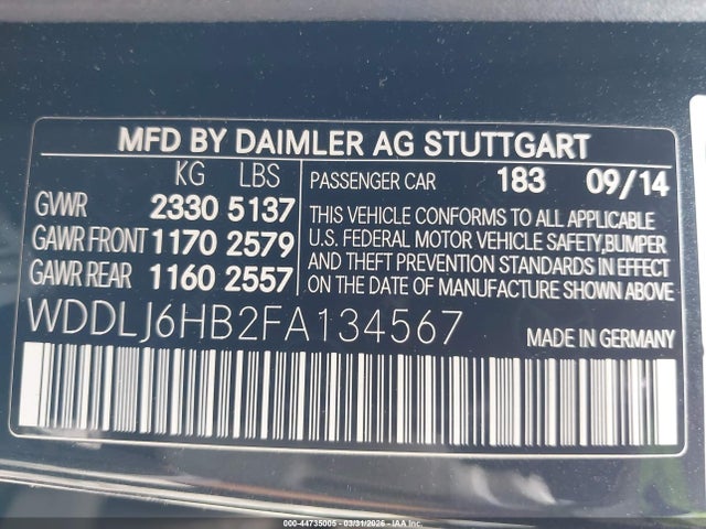 2015 Mercedes-benz Cls 400 4matic მანქანა იყიდება აუქციონზე, vin: WDDLJ6HB2FA134567, აუქციონის ნომერი: 44735005