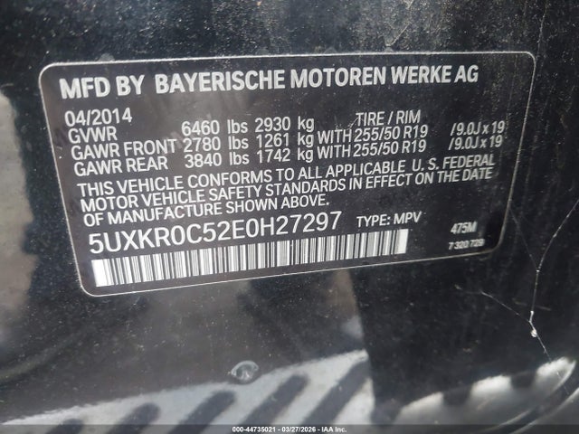 5UXKR0C52E0H27297 BMW X5 Xdrive35i