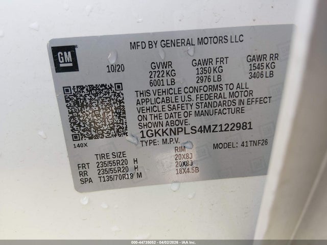 44735052 :رقم المزاد ، 1GKKNPLS4MZ122981 vin ، 2021 Gmc Acadia Fwd Denali مزاد بيع