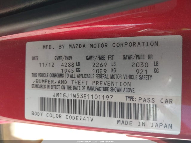 Aukcja sprzedaży 2014 Mazda Mazda6, vin: JM1GJ1W53E1101197, numer aukcji: 44735057