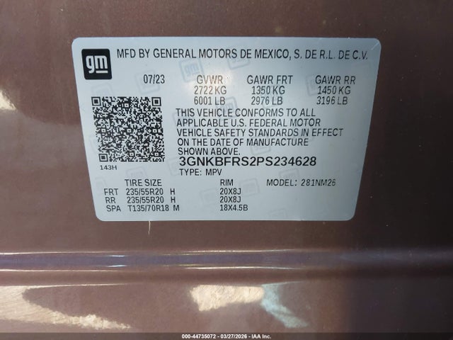 Aukcja sprzedaży 2023 Chevrolet Blazer Fwd Premier, vin: 3GNKBFRS2PS234628, numer aukcji: 44735072