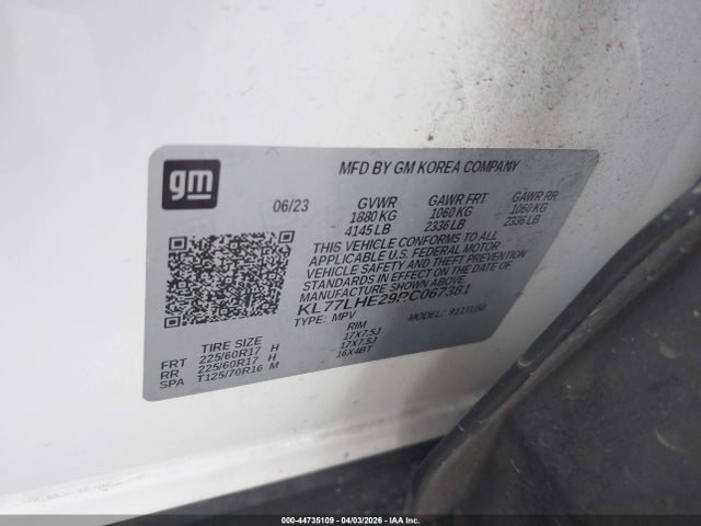 2024 Chevrolet Trax Fwd Lt მანქანა იყიდება აუქციონზე, vin: KL77LHE29RC067381, აუქციონის ნომერი: 44735109