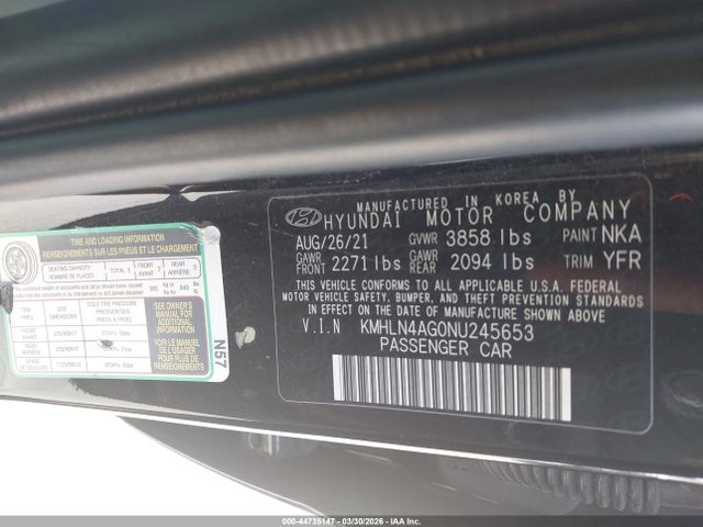 Продаж на аукціоні авто 2022 Hyundai Elantra Sel, vin: KMHLN4AG0NU245653, номер лоту: 44735147