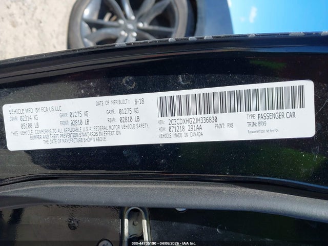 2018 Dodge Charger Sxt Plus Rwd მანქანა იყიდება აუქციონზე, vin: 2C3CDXHG2JH336830, აუქციონის ნომერი: 44735190
