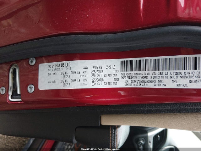 Продаж на аукціоні авто 2016 Jeep Cherokee Limited, vin: 1C4PJMDB9GW239973, номер лоту: 44735230