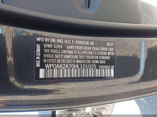 Aukcja sprzedaży 2017 Porsche Panamera 4, vin: WP0AA2A70HL101025, numer aukcji: 44735278