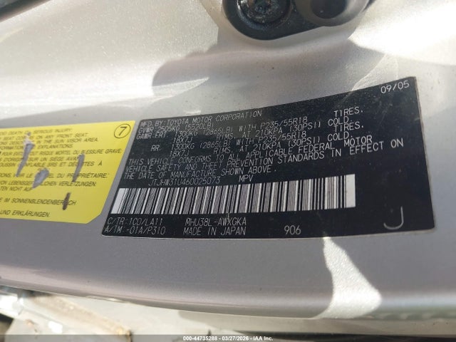 Aukcja sprzedaży 2006 Lexus Rx 400h, vin: JTJHW31U460025073, numer aukcji: 44735288